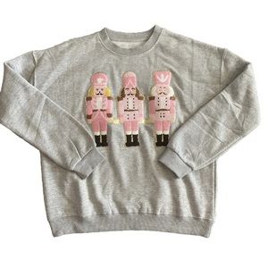 SOLD Judith March nutcracker pullover sweatshirt  gray pink gold size small NWOT